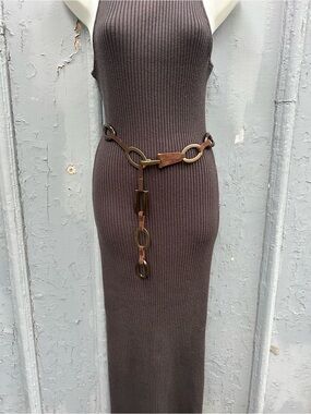Suzi Roher Leather Chain Belt, OS